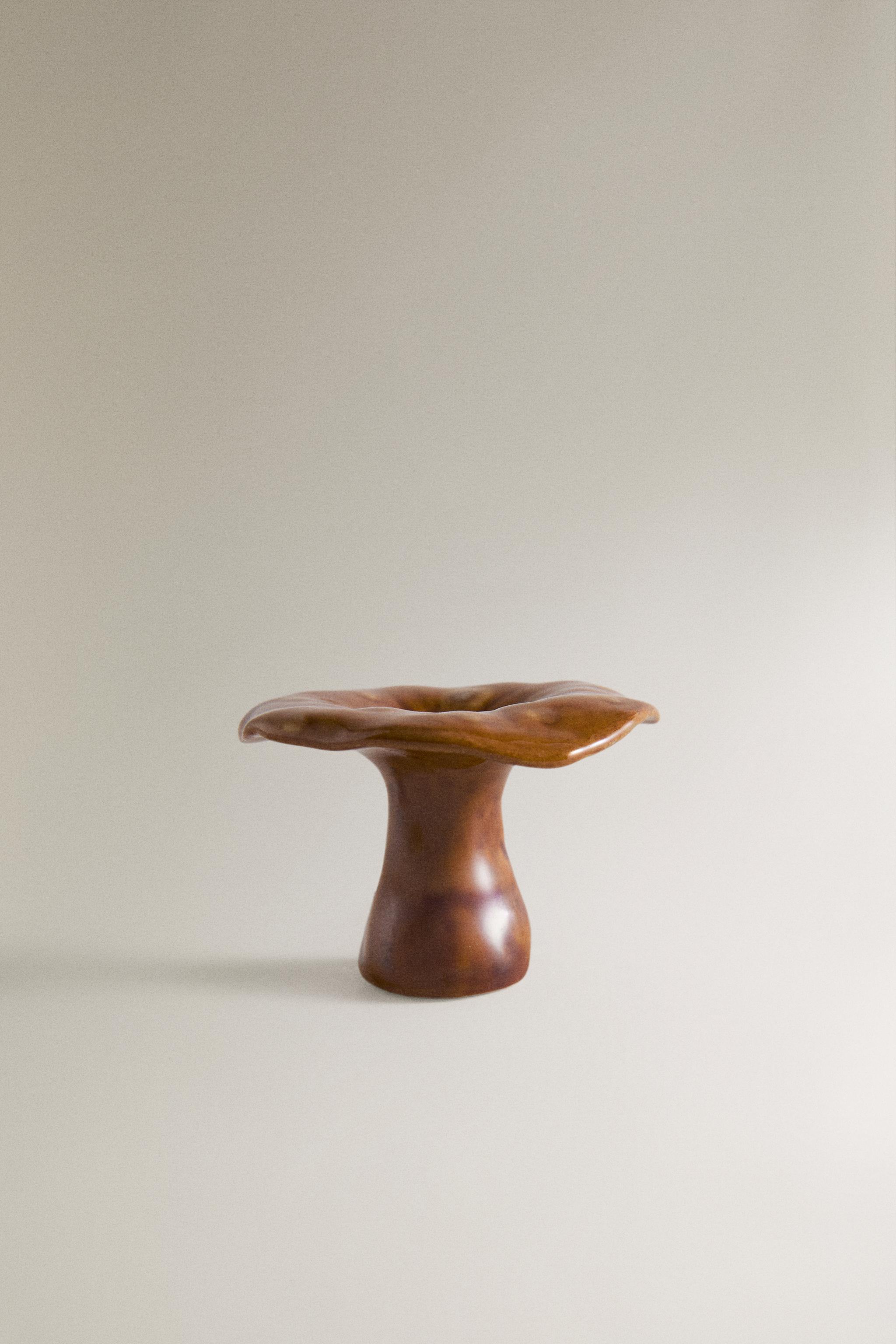 SMALL STONEWARE MUSHROOM CANDLESTICK